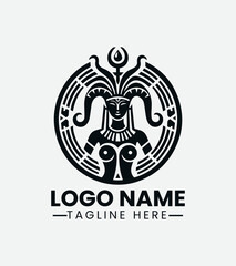 Hathor Goddess Logo Design, Egyptian Goddess Logo, Divine Feminine Logo, Ancient Egypt Logo, Mystical Goddess Logo