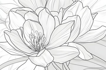 Elegant Flower Petals Design, Botanical Line Art