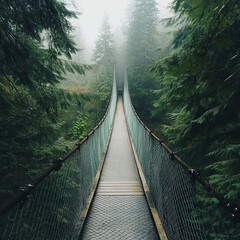 suspension bridge in the forest