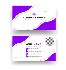 An Eye-Catching double-sided Business card template design, Creative Modern Corporate Business Card with shape. Purple aesthetic Business Card.