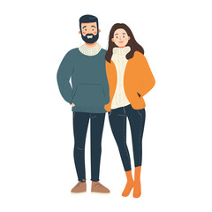 Fototapeta premium A happy couple illustration sweaters person vector