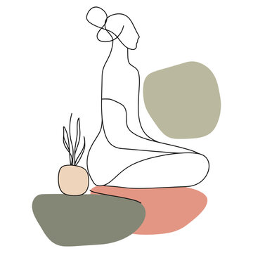recommend clip art: Abstract spa woman line art illustration minimalist drawing vector