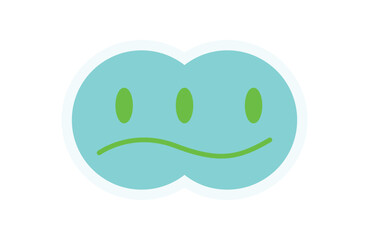 Fototapeta premium Y2K groovy smile sticker. Cute emoji icon with a happy expression. Retro element with modern shape, abstract design, and fun aesthetic, perfect for decoration or trendy streetwear.