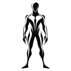Fototapeta premium Simple full body alien linear silhouette illustration graphic vector