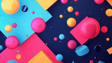 Vibrant 3D Abstract Art: Colorful Spheres and Geometric Shapes