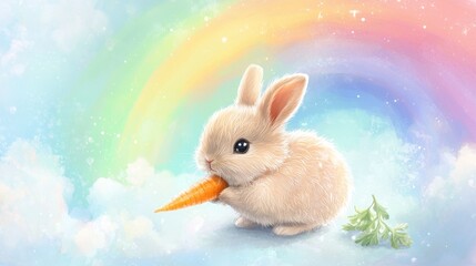 Adorable Bunny in a Dreamy Rainbow Setting