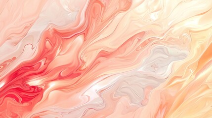 Abstract Coral and Peach Swirls: A Fluid Acrylic Painting