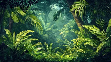 Fototapeta premium Lush Tropical Rainforest: A Verdant Paradise