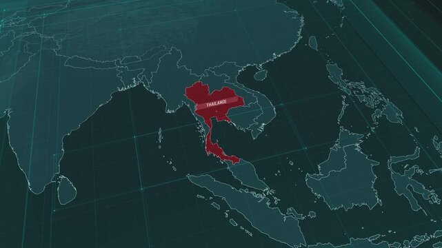 Zoom in to the map of thailand, with text and textless