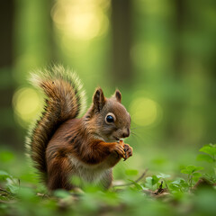 Fototapeta premium squirrel eating nut
