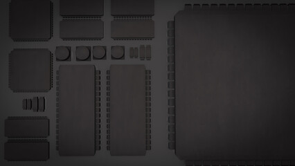 The Black PCB Board for It to Technology concept 3d Rendering.