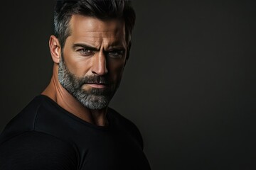 Portrait of a Man with a Graying Beard and Intense Gaze