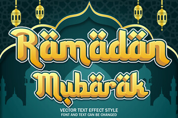 ramadan mubarak arabic typography editable text effect font style template design background