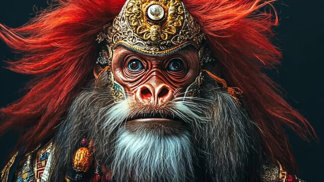 Majestic Monkey King Portrait: A Stunning Close-up of a Mythological Figure