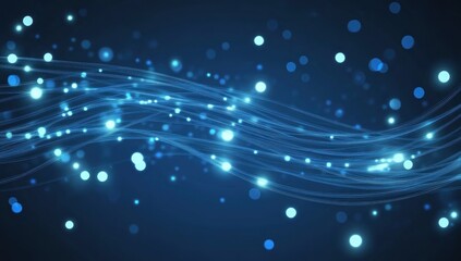 Obraz premium Abstract Blue Waves with Glowing Lights