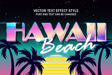 hawaii beach sunset vibes typography editable text effect font style template background design
