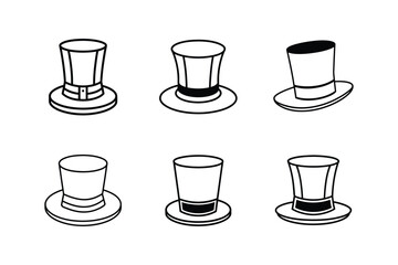 top hat icon line art vector illustration