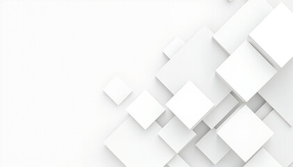 White geometric abstract background with 3D cubes and lines