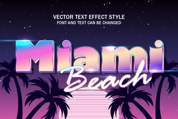miami beach sunset vibes typography editable text effect font style template background design