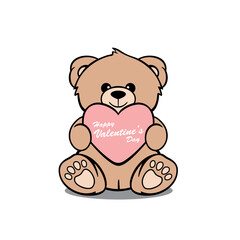 Vector teddy bear with valentines day heart illustration