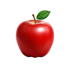 Isolated Red Apple with Green Leaf on Transparent Background - Fresh Fruit