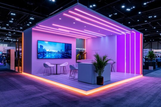 High-tech futuristic booth at a technology exhibition