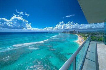Tropical resort overlooking crystal-clear waters