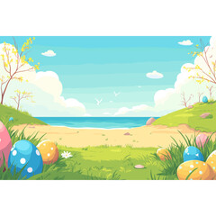 Park landscape eggs illustration vector