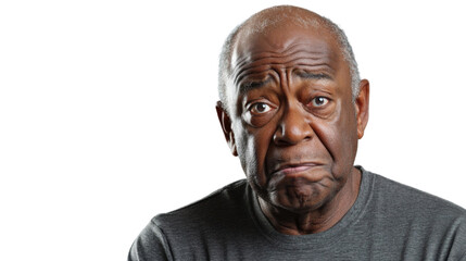 Senior black man showing disgust and displeasure on transparent background