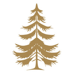Obraz premium Aesthetic pine tree logo silhouette gold illustration vector