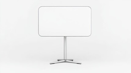 Empty whiteboard on a sleek metallic stand in a minimalist studio setting, ideal for presentations
