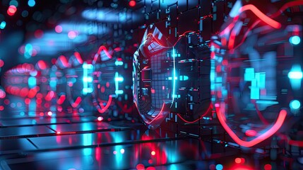 Glowing shields and barriers protecting against cyber threats in a cloud environment