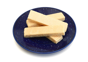 Vanilla wafers on white background.