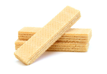 Vanilla wafers on white background.