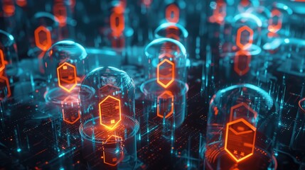 Glowing shields and barriers protecting against cyber threats in a cloud environment