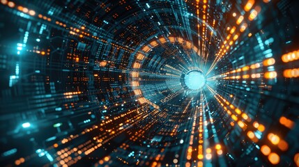 Futuristic Tunnel with Neon Lights