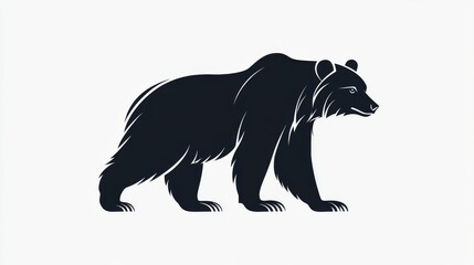 Fototapeta premium 82.A bold and striking vector silhouette of a bear, isolated on a white background. The bearâ€™s strong form is defined by sharp, minimalist lines, creating a simple yet powerful design perfect for
