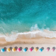 Fototapeta premium Beach Umbrellas Aerial View