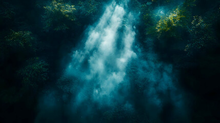 Fototapeta premium Teal Smoke And Gold Glitter Explosion