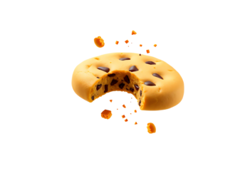 Delicious Chocolate Chip Cookie with a Bite – Isolated on Transparent Background
