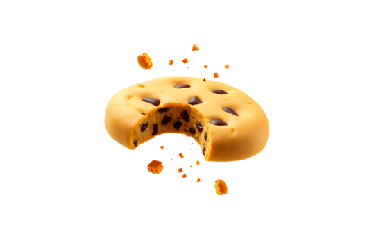 Delicious Chocolate Chip Cookie with a Bite – Isolated on Transparent Background