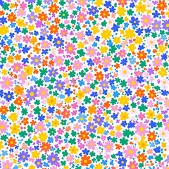 A colorful flower pattern with many different colored flowers