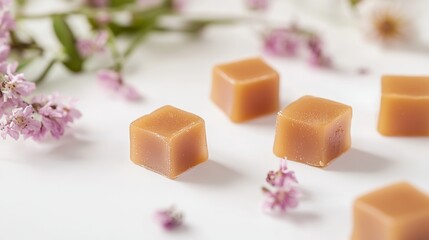 Candy caramel cubes