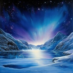 Fototapeta premium Aurora Borealis Winter Wonderland