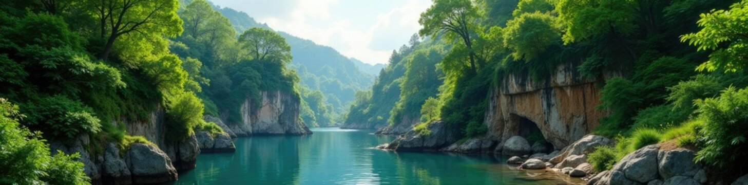 Cliffside forest and lush greenery with rocky outcrops, natural wonder, botanical garden, unique landforms