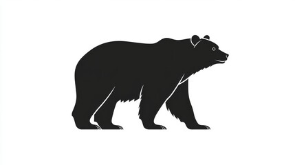 Fototapeta premium 83.A sleek black bear silhouette in vector style, isolated on a white background. The bear is captured in a simple, clean outline, making it perfect for use as a modern logo or icon. The minimalist