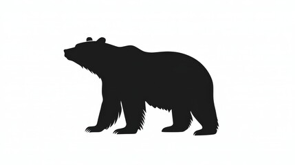 Fototapeta premium 80.A sleek, minimalist vector silhouette of a bear, standing in profile against a white background. The simple, clean lines form the outline of a strong, majestic black bear, perfect for a modern