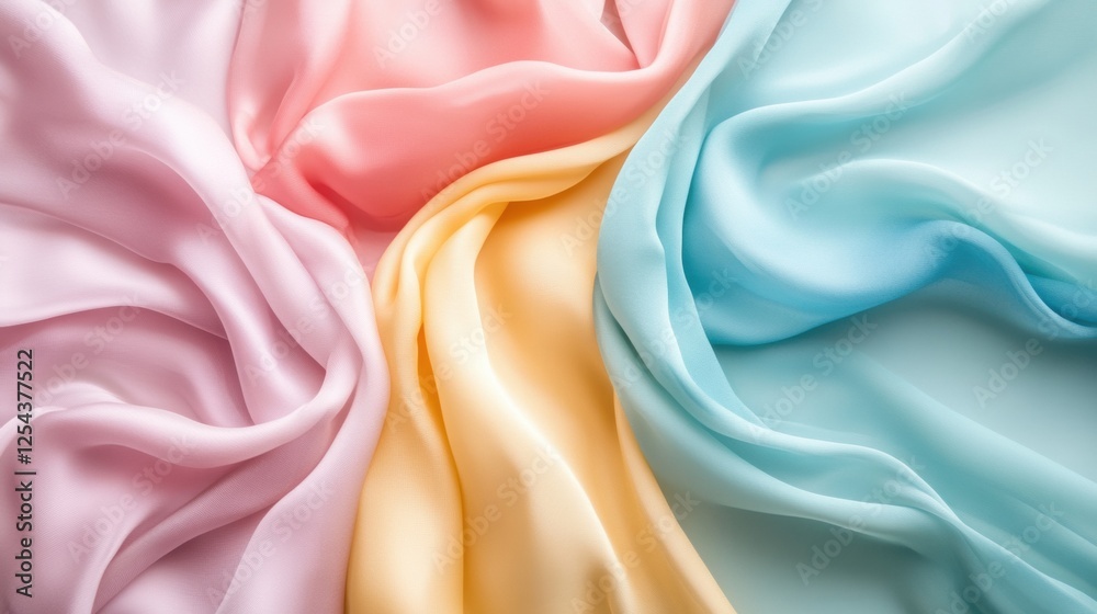 Fototapete soft flowing silk fabrics in elegant tones against a neutral background for creative design use. gen