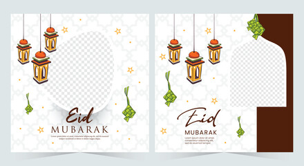 Set Eid Mubarak design. Islamic social media post