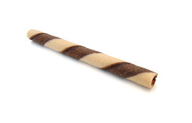 Wafer rolls with chocolate isolated on white background